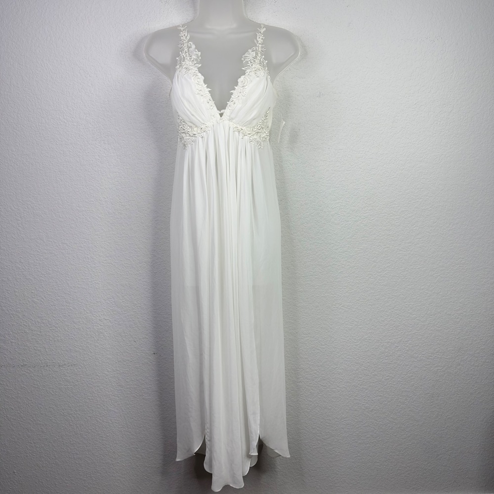 Jonquil By Diane Samandi Nightgown Womens M White Lace Beaded Bridal Romantic